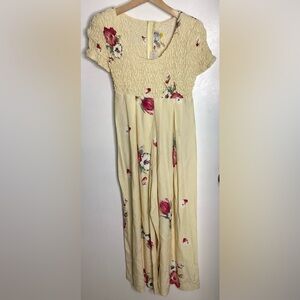 Vtg Deadstock Floral Cream Jumpsuit 4P